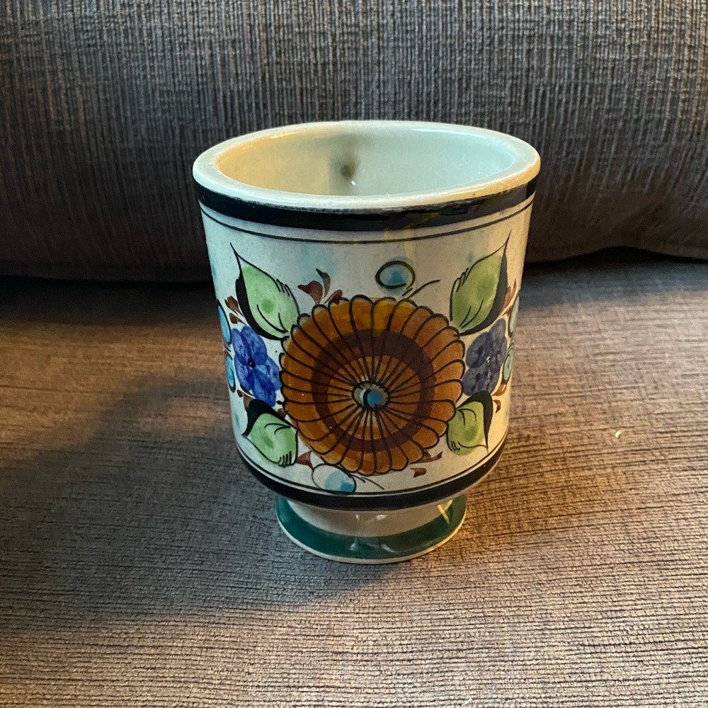 Vintage Mexican Tonala Pottery Mug Signed on Bottom